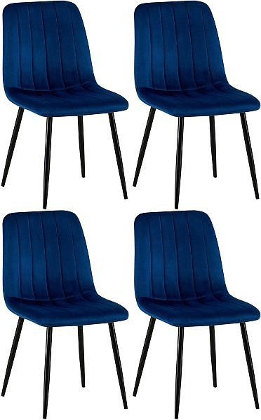 CLP 4er Set Stühle Dijon Samt, blau, 320557, 4251756475758