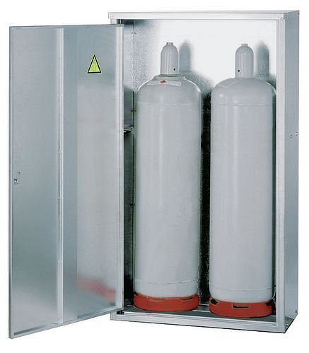 DENIOS Flüssiggasflaschenschrank ST 23, für 2 x 33kg Flasche, geschlossene Wand + 1-flügelige Tür, 125056