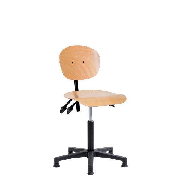 SOFAME Arbeitsstuhl NATUR mit Gleiter, Sitzhöhe 39-53, mit Sitztiefenverstellung, Aluminium-Fußkreuz, W050050048