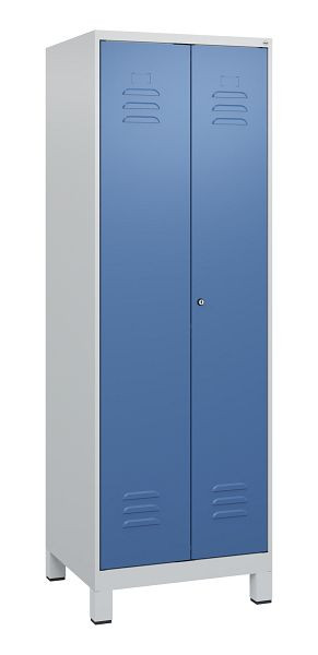 C+P Umkleidespind Classic PLUS, Doppel-Spind, Füße, 2 Abteile, 1800x600x500mm, 7035/5023, Zylinderschloss, 0800127-20P S10020