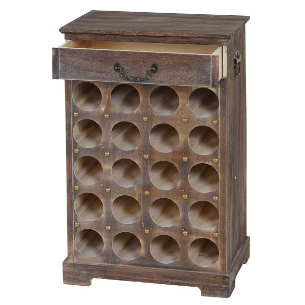 Mendler Weinregal Lucan T324, Flaschenregal Regal für 20 Flaschen, 76x48x31cm, Shabby-Look, Vintage, braun, 37467