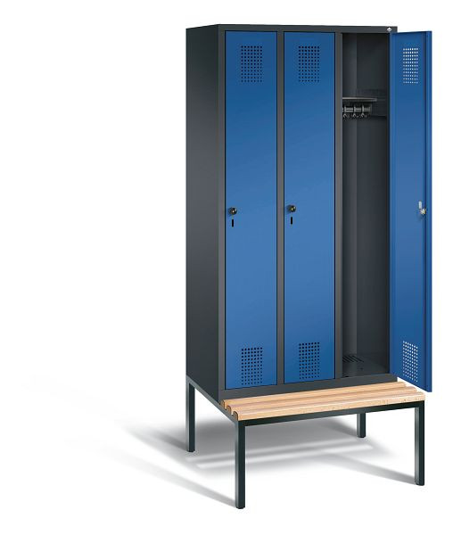 C+P Garderobenschrank Evolo, H2090xB900xT815mm, Farbe: Schwarzgrau / Enzianblau, 48050-30 S10122