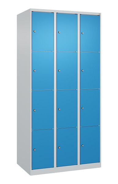C+P Schließfachschrank Classic PLUS, 3 Abteile mit je 4 Fächern, 1850x900x500mm, 7035/5012, 080000-304 S10004