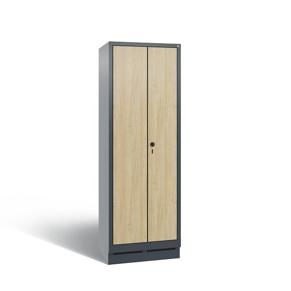 C+P Spind Evolo, 2 Abteile, H1800xB610xT500 mm, Anthrazit/HPL Eiche, 48022-20B S10064