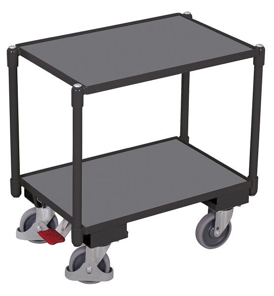 VARIOfit Euro-System-Roller mit 2 Ladeflächen (10 mm Rand), Ladefläche: 605 x 410 mm, RAL 7016 anthrazitgrau, Ladehöhe: 225 / 655 mm, sw-410.540/AG
