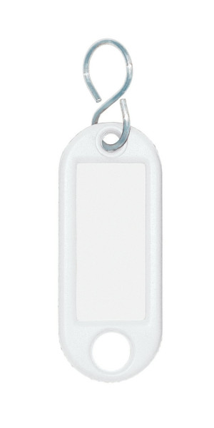 Eichner Schlüsselanhänger aus Kunststoff mit S-Haken, inkl. Beschriftungsetikett, Farbe: Weiß, VE: 1 Pack à 100 Stück, 9219-01384-070