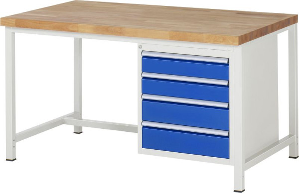 RAU Werkbank Serie 8000 - Gestell-Bauweise (Schweißgestell), 4 x Schublade, 1500x840x900 mm, 03-8162A1-159B4S.11