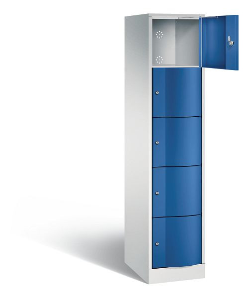 C+P Schließfachschrank Resisto, H1950xB396xT540mm, Farbe: Lichtgrau / Enzianblau, 8570-172 S10060