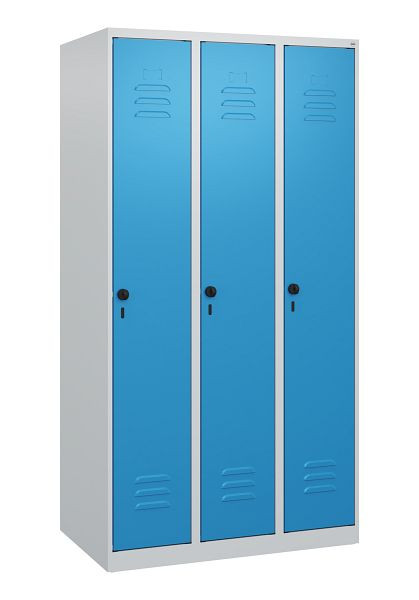 C+P Umkleidespind Classic PLUS, 3 Abteile, 1700x900x500mm, 7035/5012, Drehriegel, 0800007-30 S10004