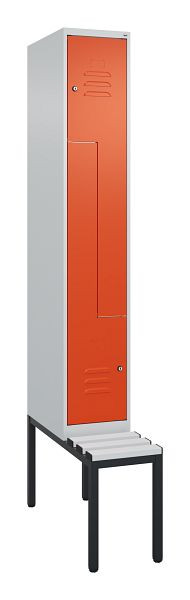 C+P Z-Spind Classic PLUS, mit untergebauter Sitzbank, 2 Abteile, 2120x300x815mm, 7035/2004, Zylinderschlösser, 0800537-102 S10063
