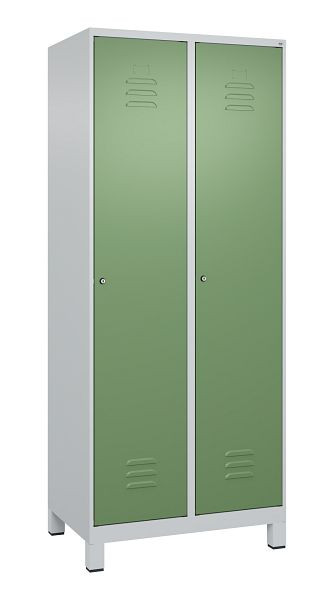 C+P Mehrzweckschrank Classic PLUS, Wäsche-Spind, Füße, 2 Abteile, 1950x800x500mm, 7035/6011, Zylinderschlösser, 080010-22B S10021