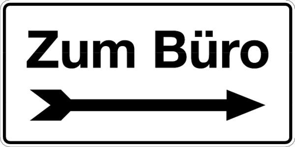 Schilder Klar Gebäudekennzeichnung Zum Büro rechts, 300x150x0.45 mm Aluminium geprägt, 60/21