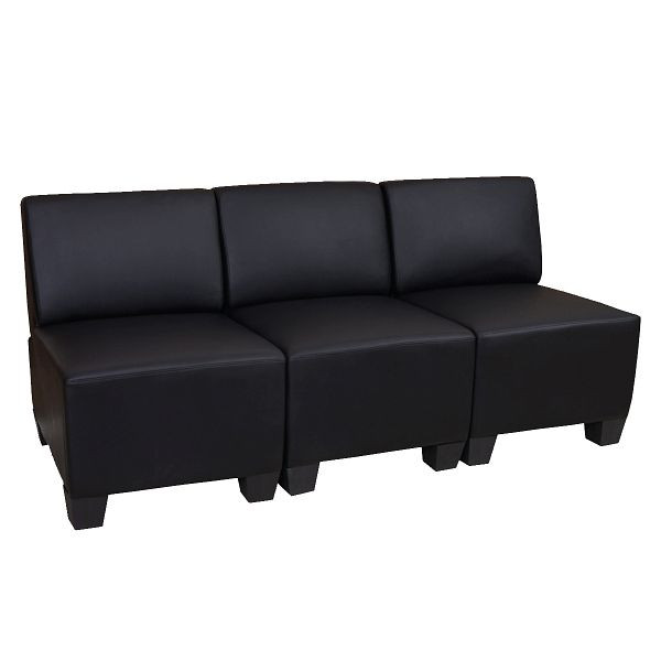 Mendler Modular 3-Sitzer Sofa Couch Lyon, Kunstleder, schwarz, ohne Armlehnen, 3x21689