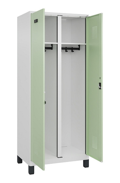 C+P Schwarz-Weiß-Spind Evolo PLUS, mit Füßen, 2 Abteile, 1950x800x500mm, 9016/6, Zylinderschloss, 049012-22 S10046