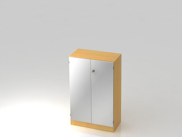 Hammerbacher Schrank 3OH mit Sockelblende Streifengriff Buche/Silber, 80x42x127 cm (BxTxH), V6550/6/S/SG