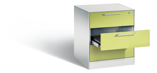 C+P Karteischrank Asisto, H710xB562xT600mm, Farbe: Lichtgrau / Viridingrün, Bügelgriff, 146274-322 S10093