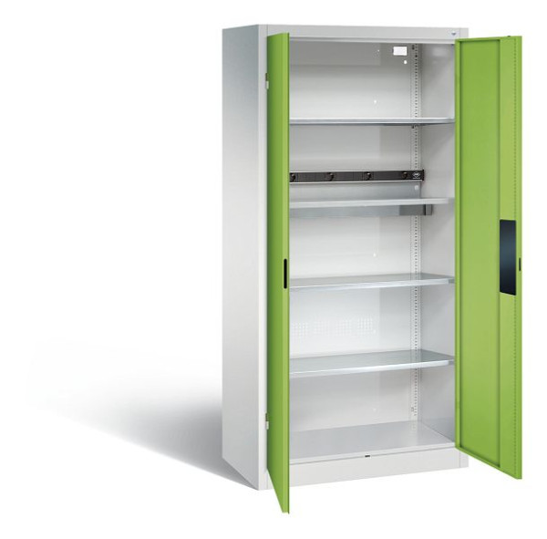 C+P Akkuladeschrank Serie 89, H1950xB930xT500mm, Farbe: Lichtgrau / Viridingrün, Muldengriff, 8921-05E1 S10003