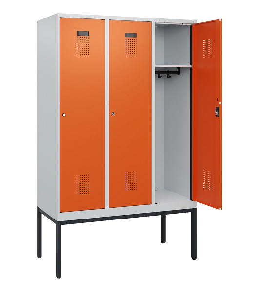 C+P Spind Evolo PLUS, Gestell, 3 Abteile, 1950x1200x500mm, 7035/2004, Zylinderschloss, 0490305-32 S10022