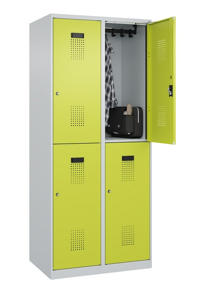 C+P Doppelstöckiger Spind Evolo PLUS, 4 Fächer, 1850x800x500mm, 7035/0024, Zylinderschloss, 049300-22 S10042