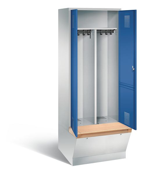 C+P Schwarz-Weiss-Spind Evolo, H2090xB810xT815mm, Farbe: Lichtgrau / Enzianblau, 48056-22 S10143