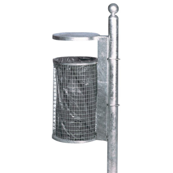 Stein HGS Abfallbehälter -Cubo Galeno- 50 Liter aus Stahl, mit Dach, zur Wand- oder Pfostenbefestigung, 17291