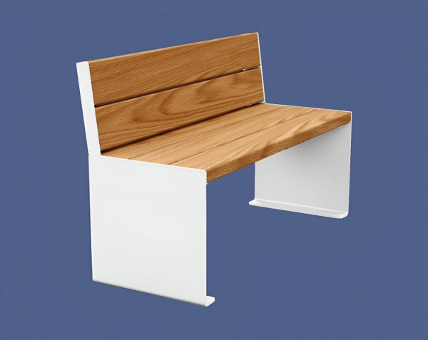 Procity Sitzbank Kube, 1200 mm, Mit Rückenlehne Stahl & Holz Ohne Armlehnen, helle Eiche/RAL 9010, 306380.9010.CHEC