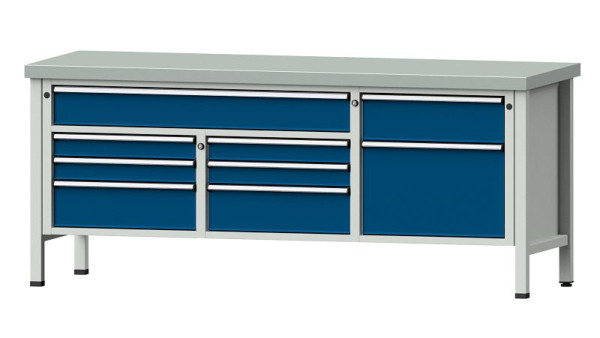 ANKE Werkbänke Kastenwerkbank, Modell 282 V, 2000 x 700 x 850 mm, RAL 7035/5010, ZBP 50 mm, 304.546
