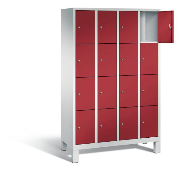 C+P Schließfachschrank Evolo, H1850xB1190xT500mm, Farbe: Lichtgrau / Rubinrot, 48010-404 S10055