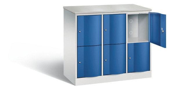 C+P Schließfachschrank Resisto, H1077xB1148xT540mm, Farbe: Lichtgrau / Enzianblau, 8472-372 S10155