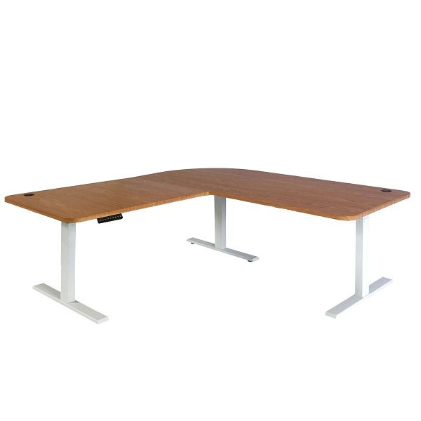 Mendler Tischplatte HWC-D40 für Eck-Schreibtisch, Schreibtischplatte, 90°, braun Struktur, 75757