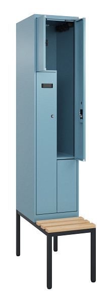 C+P Z-Spind Evolo PLUS, Bank, 2 Fächer, 2120x400x815mm, 0010/0010, Zylinderschloss, Sitzfläche Buche-Hartholz, Sitzbank, 0490537-122 S10048