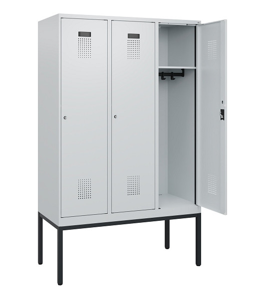 C+P Spind Evolo PLUS, Gestell, 3 Abteile, 1950x1200x500mm, 7035/7035, Zylinderschloss, 0490305-32 S10040