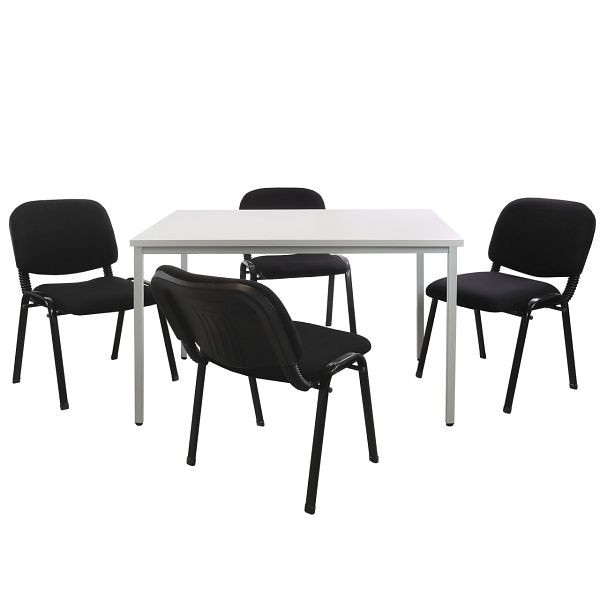 ADB Set Stahlrohrtisch (L 1200 mm) inkl. 4 Besucherstühle, 78501