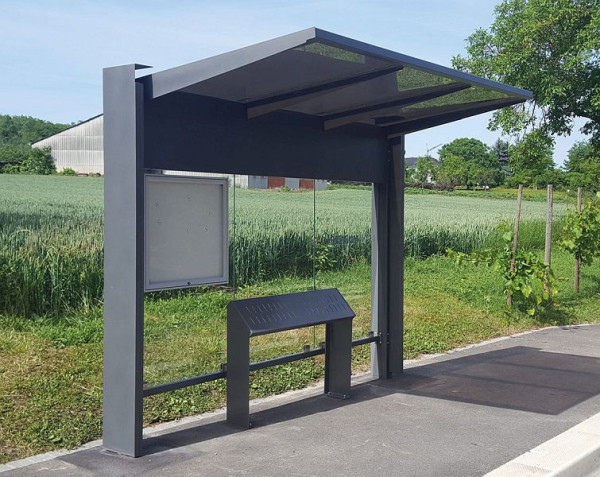 Procity Wartehalle Kube. - Mit Schaukasten 2000 Und Seitenverkleidung, Farbe Procity grau, 306712.GPRO