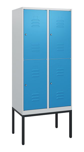 C+P Doppelstöckiger Spind Classic PLUS, Gestell, 2 Abteile, 1950x800x500mm, 7035/5012, Zylinderschlösser, 0803305-22 S10034