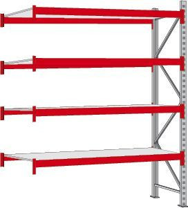 Regalwerk WILLY-Weitspannregal - 700 - Stahl - Anbaufeld HxBxT 2500x2700x1000mm mit 4 Fachebenen Stahleinlage, B7-60218-100