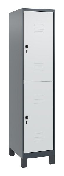 C+P Doppelstöckiger Spind Classic PLUS, Füße, 1800x400x500mm, 7016/7035, Drehriegel, 0803107-12 S10013