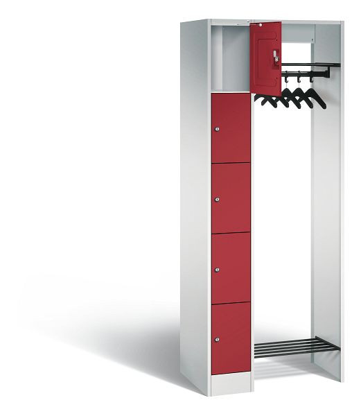 C+P Offene Garderobe Serie 8070, H1950xB740xT480mm, Farbe: Lichtgrau / Rubinrot, 80700-00 S10007