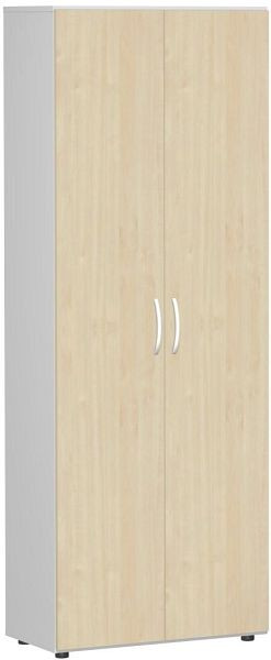 geramöbel Flügeltürenschrank mit Standfüßen, inkl. Türdämpfer, nicht abschließbar, 800x420x2160, Ahorn/Lichtgrau, S-386002-AL