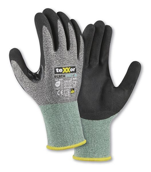 teXXor Schnittschutz-Strickhandschuhe CUT B, Farbe: grau-meliert/grün/schwarz, Größe: 9, VE: 12 Paar, 2600-9