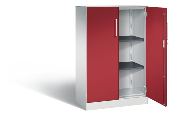 C+P Flügeltürenschrank Asisto, H1310xB800xT435mm, Farbe: Lichtgrau / Rubinrot, Bügelgriff, 3 OH, 141033-000 S10178
