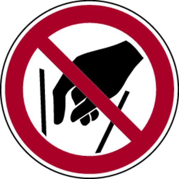 Schilder Klar Verbotszeichen Hineinfassen verboten DIN EN ISO 7010-P015, 200 mm Folie selbstklebend, 1343/62