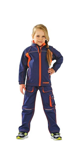 Planam Basalt Neon Junior Softshelljacke, marine/orange, Größe 122/128, 6131122