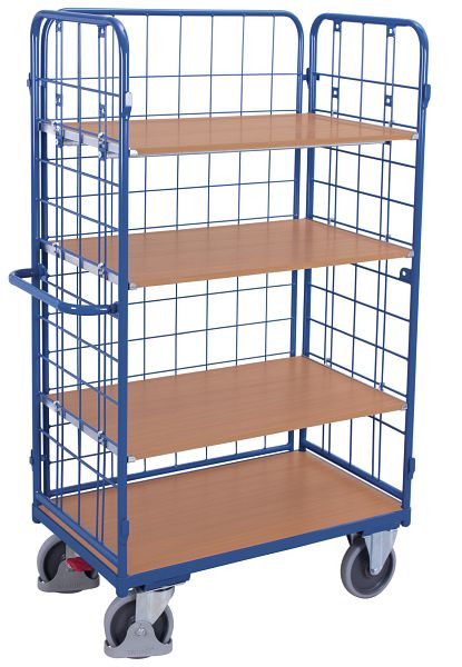 VARIOfit Etagenwagen hoch, Außenmaße: 1.190 x 625 x 1.820 mm, RAL 5010 enzianblau, 3 variable Etagenböden, sw-600.304