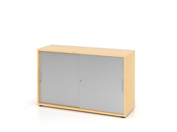Hammerbacher Schiebetürschrank 1752S BS, 2 OH, Korpus: Ahorn / Front: Silber, 120 x 40 x 74,8 cm (BxTxH), V1752S/3/S/BS