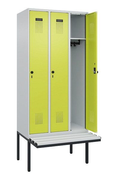 C+P Spind Evolo PLUS, 3 Abteile, 2120x900x815mm, 7035/0024, Haken 3, Drehriegel, Material Sitzfläche Kunststoff, 0490407-30 S10069