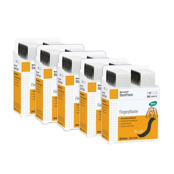 WERO Werosmart BlackPower Fingerpflaster, 12 x 2 cm, VE: 5 x 30 Stück, 160718