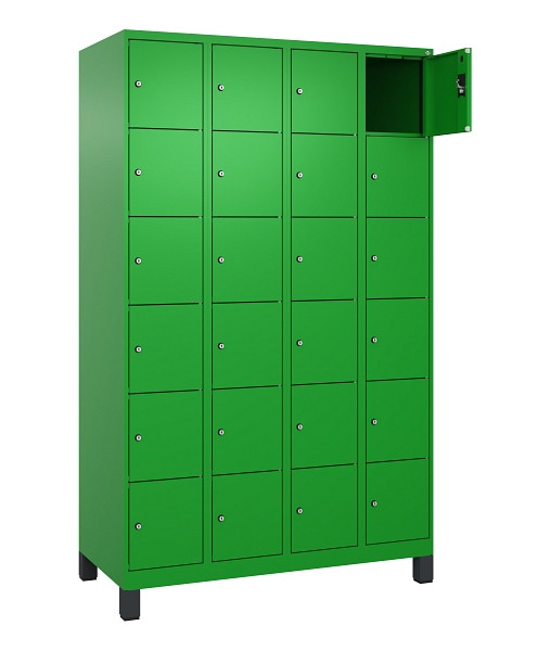C+P Schließfachschrank Evolo PLUS, mit Füßen, 24 Fächer, 1950x1200x500mm, 6037/6037 Reingrün, 049010-406 S10026