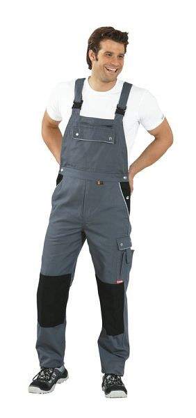 Planam Canvas 320 Latzhose, grau/schwarz, Größe 52, 2133052