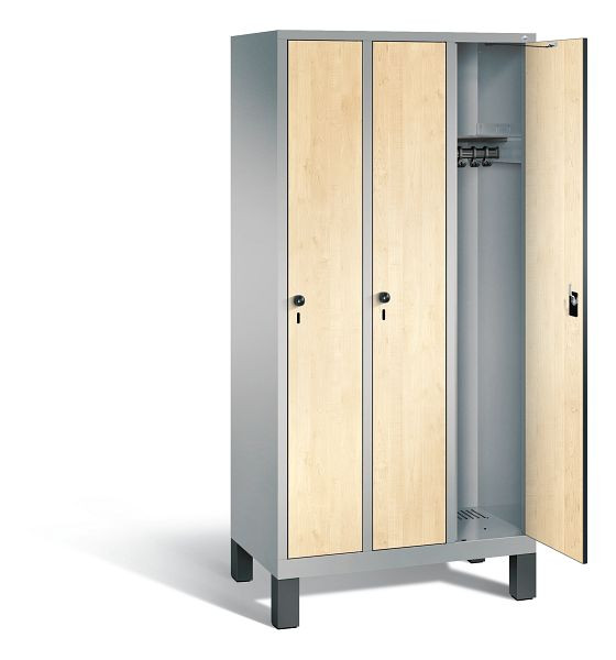 C+P Garderobenschrank Evolo, H1850xB900xT500mm, Farbe: Weißaluminium / Dekor Donau-Ahorn, 48010-30 S10823